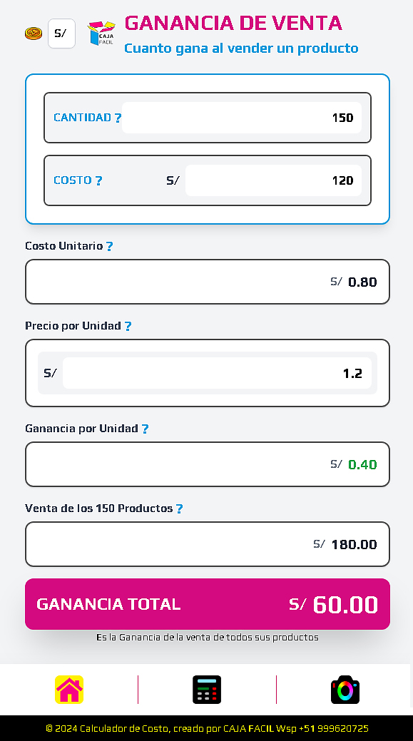 Ganancia de venta